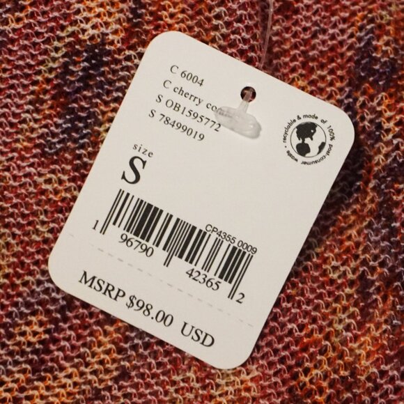 Free People Red Floral Cherry Combo Boho Cardigan Cropped Women’s Small - Picture 9 of 11